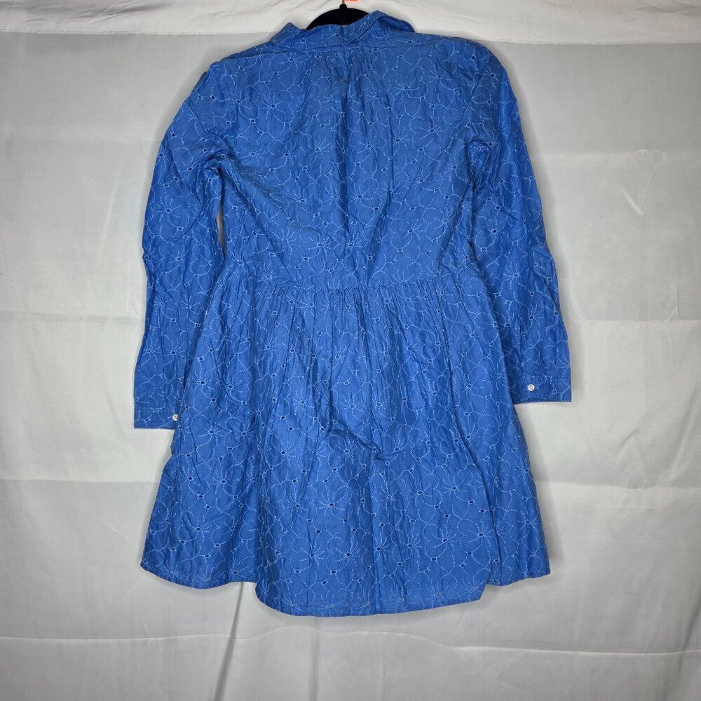 J. Crew Factory Eyelet Mini Shirtdress Dress Blue Size 0 - Picture 2 of 3